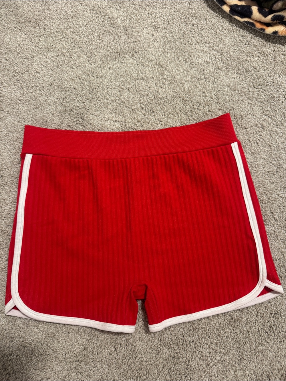 NOBO Red Ribbed Athletic Shorts with White Trim